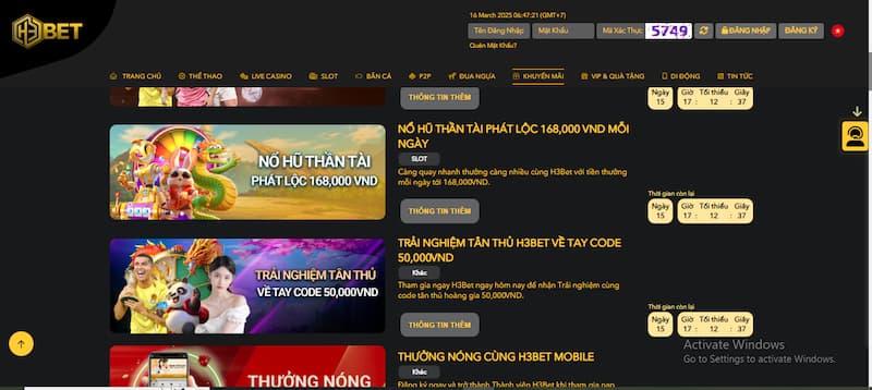 H3BET 201 Khuyến mãi h3bet
